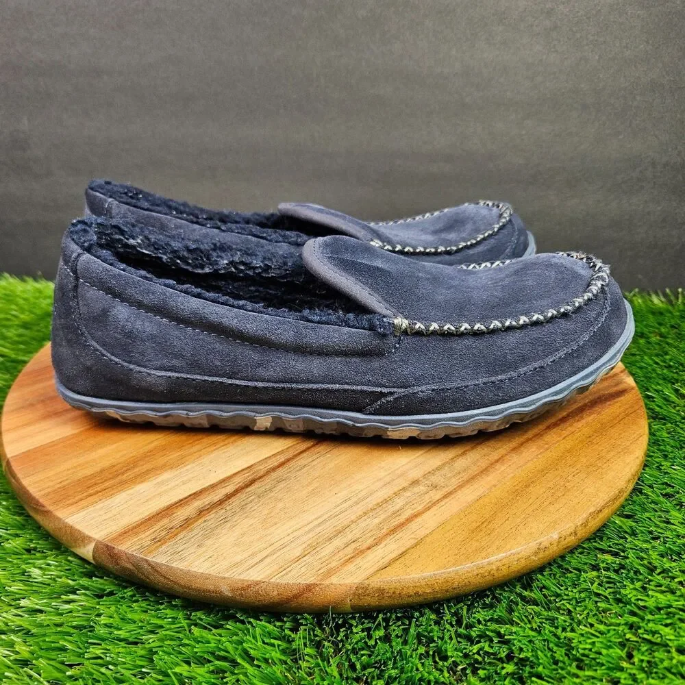 LL Bean Men's Blue Suede Fleece Lined‎ Mountain Moccasin Slippers Size 9 M